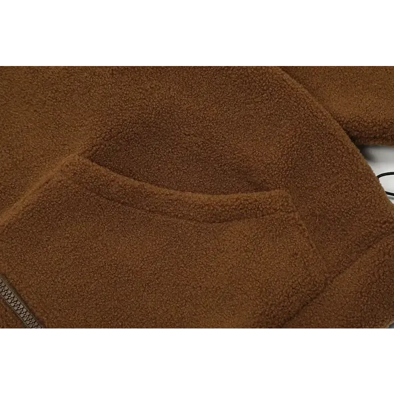 Loose Sleepy Bear Ears Fleece Hooded Jacket Y2K Style