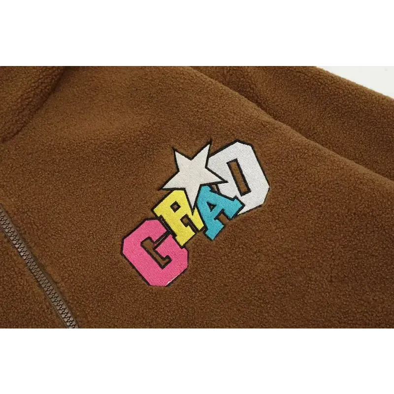 Loose Sleepy Bear Ears Fleece Hooded Jacket Y2K Style