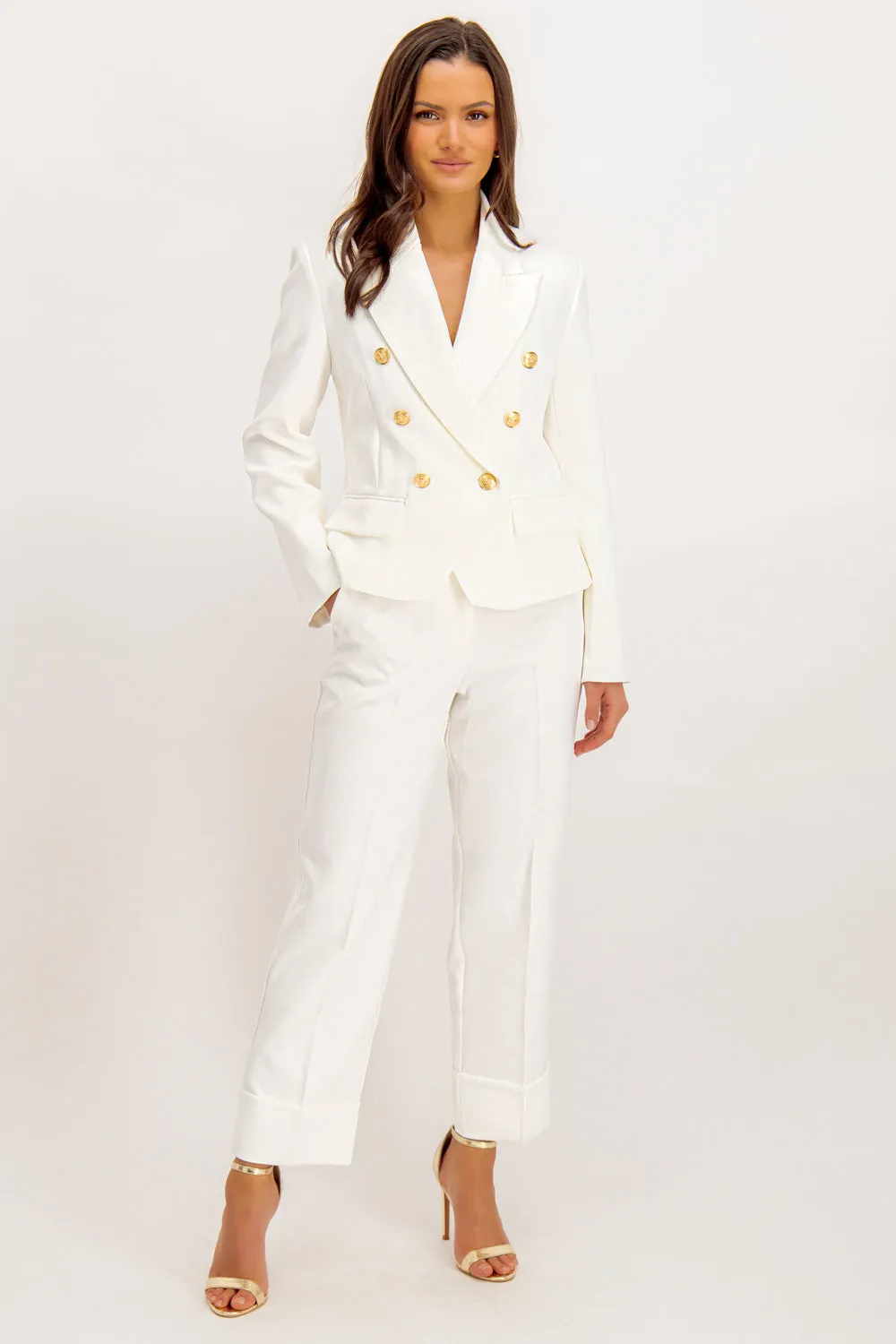 Lorna White High Waisted Suit Trousers
