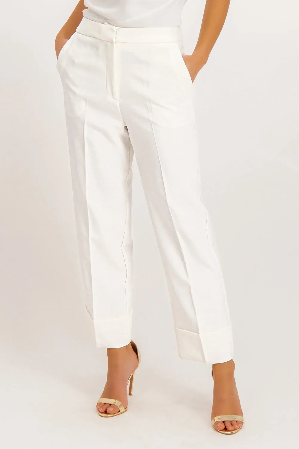 Lorna White High Waisted Suit Trousers