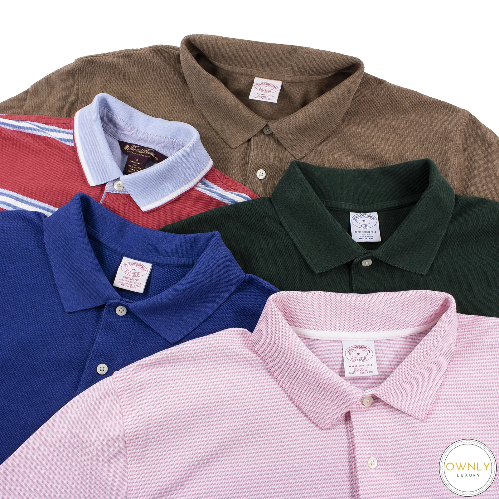 LOT of 5 Brooks Brothers Multi Color Cotton Striped Polo Shirts XL