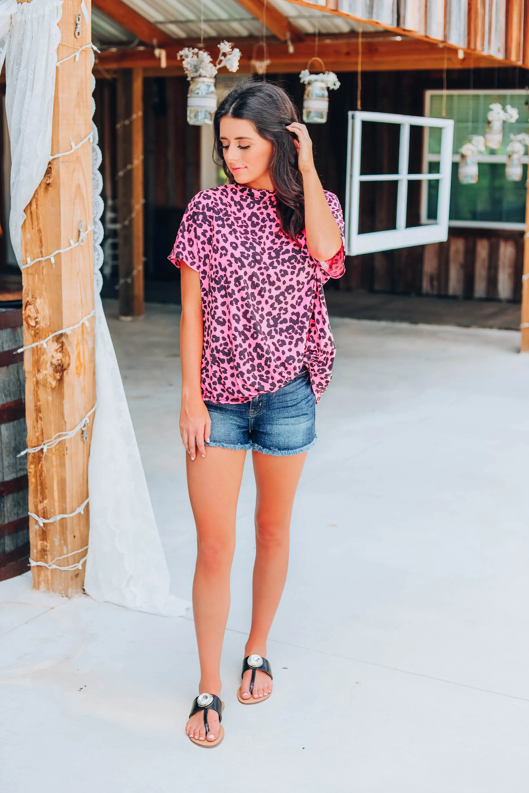 Love It Leopard Top - Neon Pink