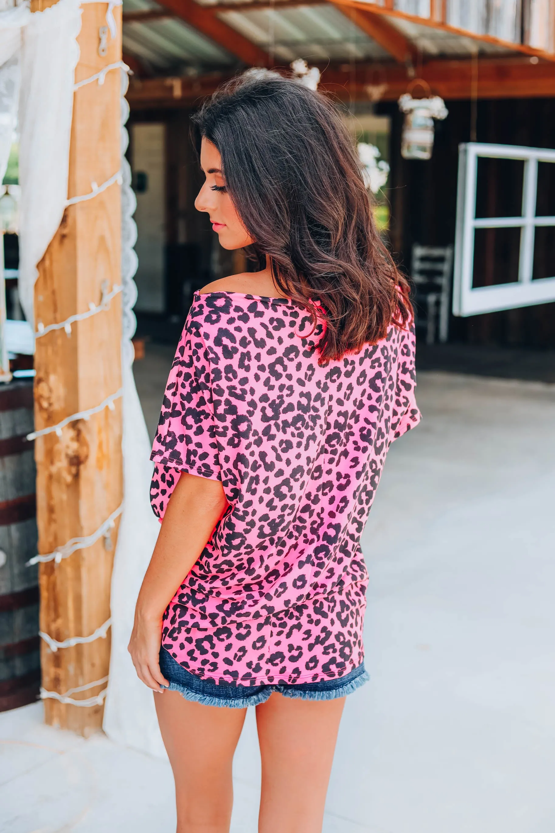 Love It Leopard Top - Neon Pink