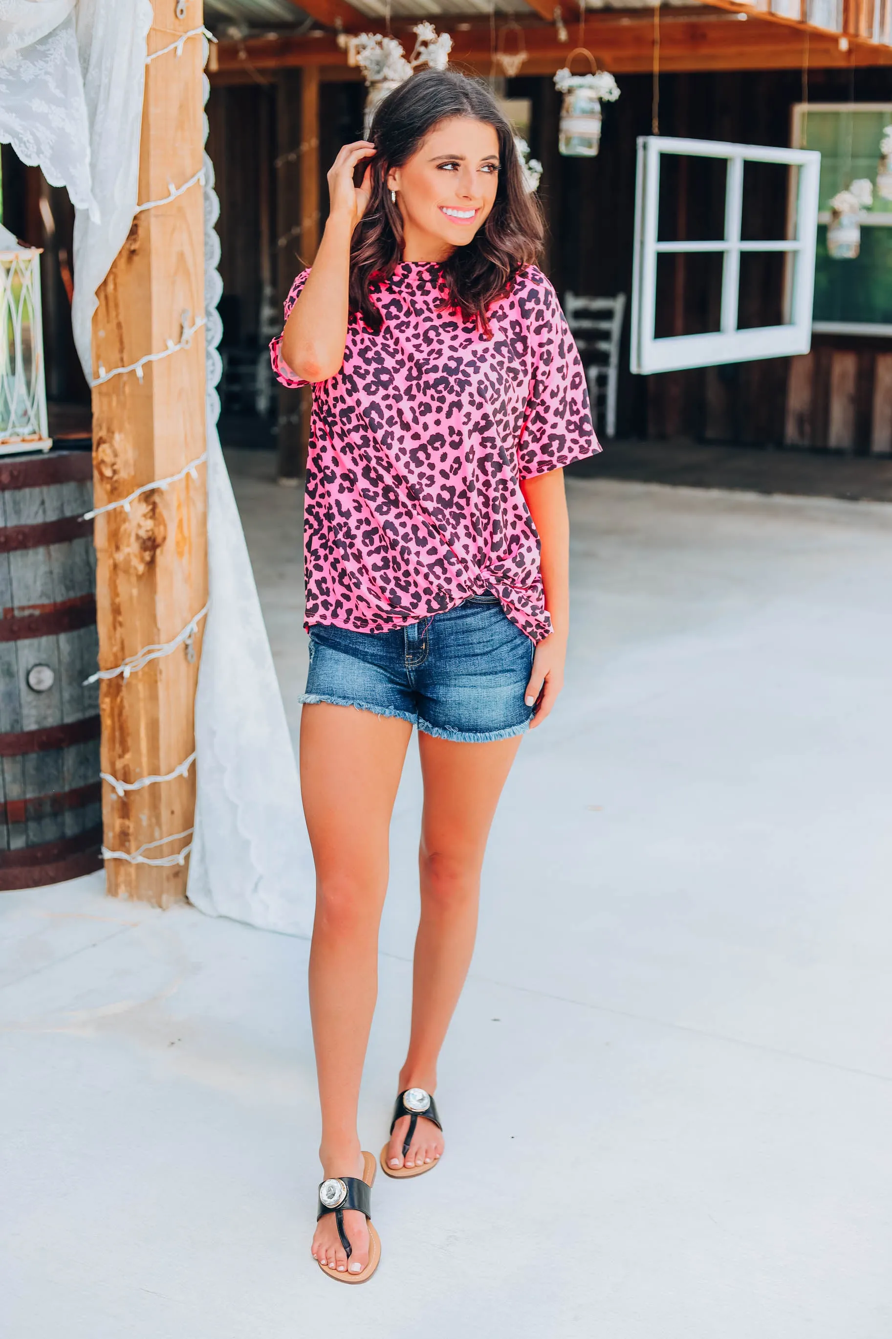 Love It Leopard Top - Neon Pink