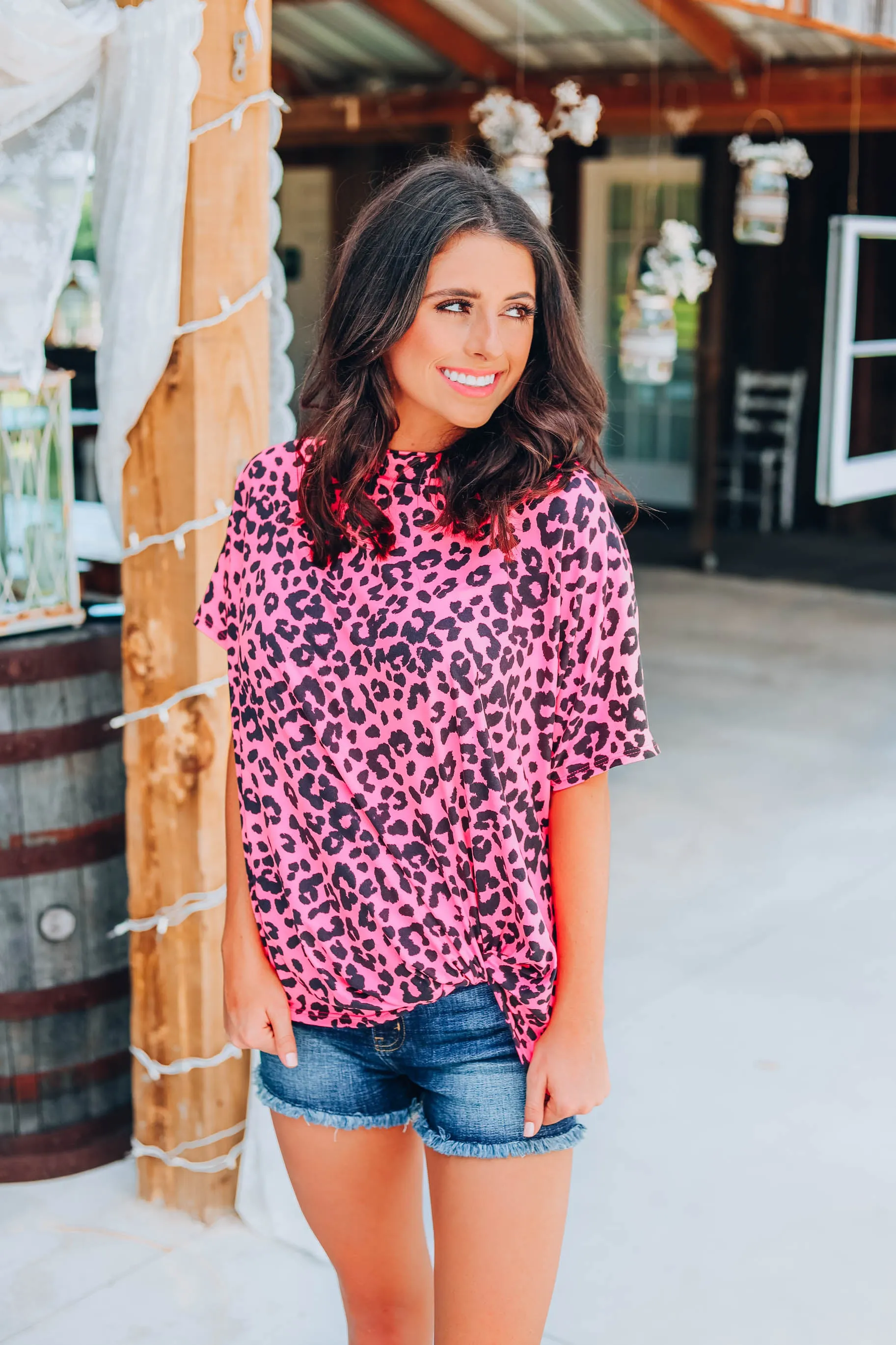 Love It Leopard Top - Neon Pink