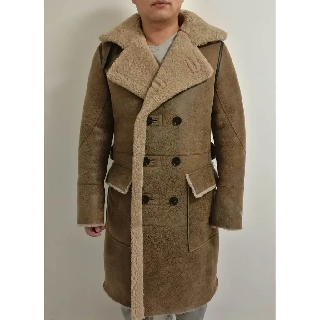 LUHAYESA Fashion Real Sheepskin Fur Coat Genuine Leather Male Formal Winter Long Thick Jacket Sheepskin Shearling Men Fur Coat