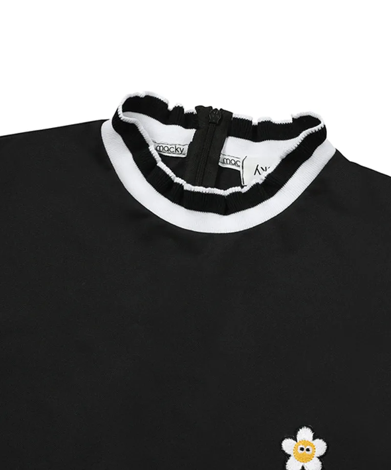 MACKY Golf: Daisy Puff Frill T-Shirt - Black