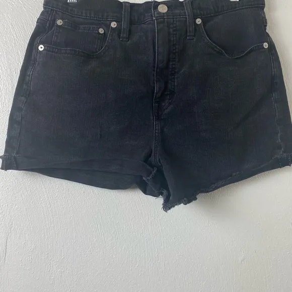 Madewell High-Rise Denim Shorts Slight Fade Black Sz 28
