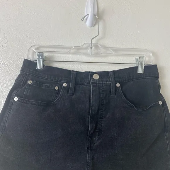 Madewell High-Rise Denim Shorts Slight Fade Black Sz 28