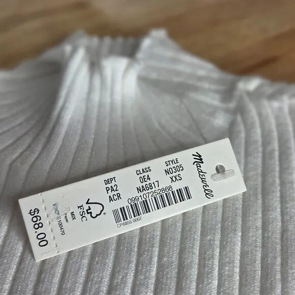 Madewell Rib Mockneck Sweater Tank Top White Size XXS