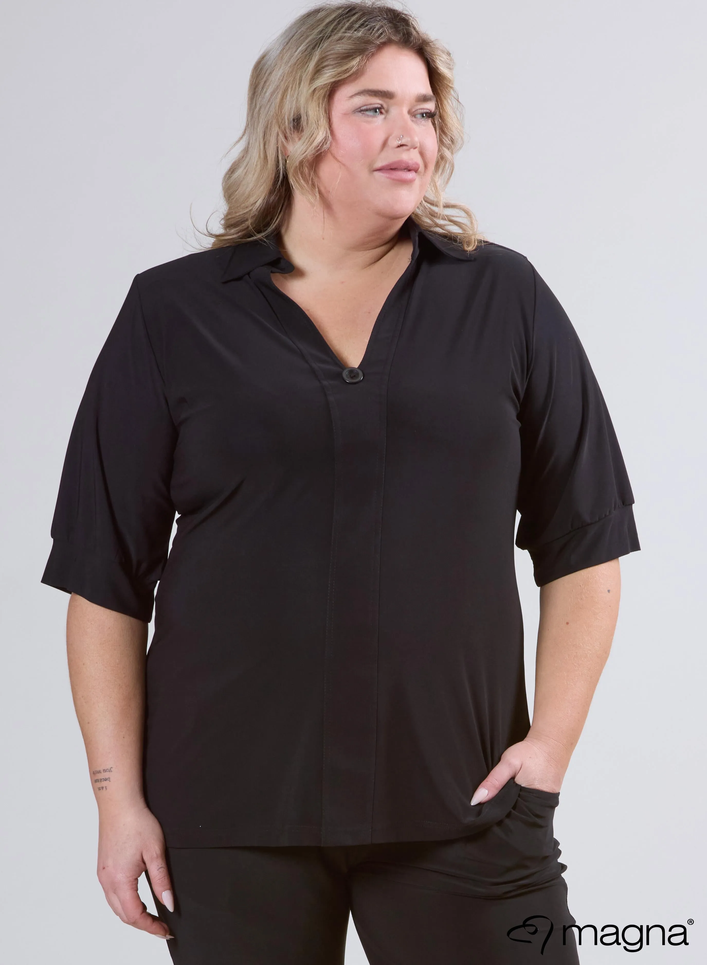 Magna Puff Sleeve Shirt Black