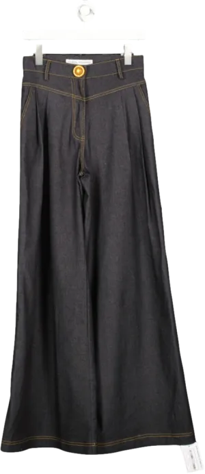 maison makarem Black High Waisted Denim Trousers UK 8