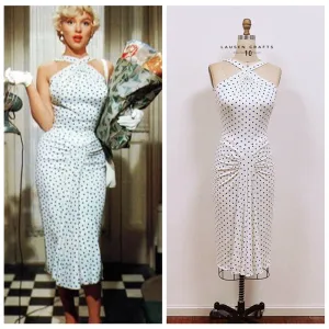 Marilyn Monroe White and Blue Polka Dot Dress The Seven Year Itch Costume