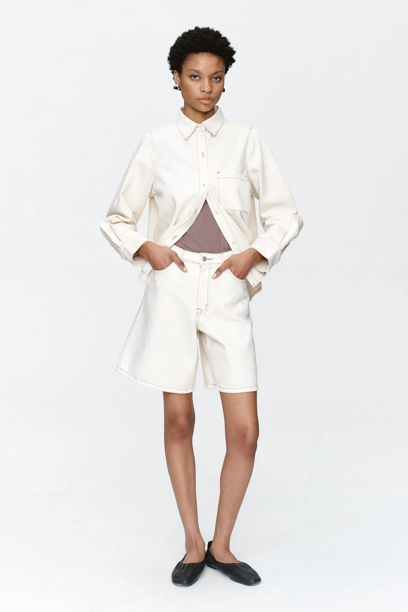 Marle | Relaxed Jean Short - Ecru