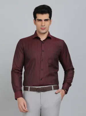 Maroon Striped Slim Fit Formal Shirt | Greenfibre