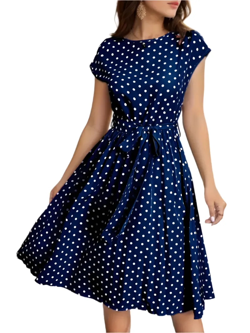 Maya– Chic Women’s Pleated Polka Dot Dress