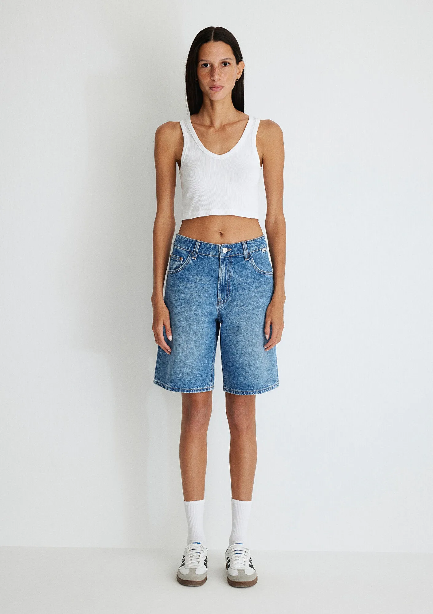 Melina Mid Blue Denim Jean Shorts