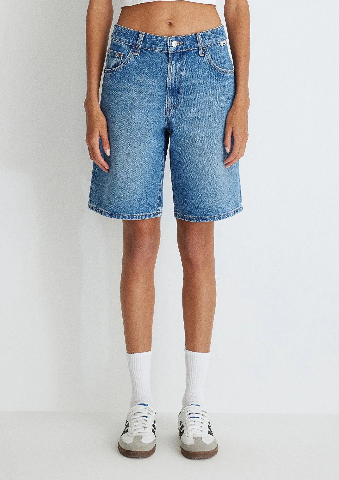 Melina Mid Blue Denim Jean Shorts