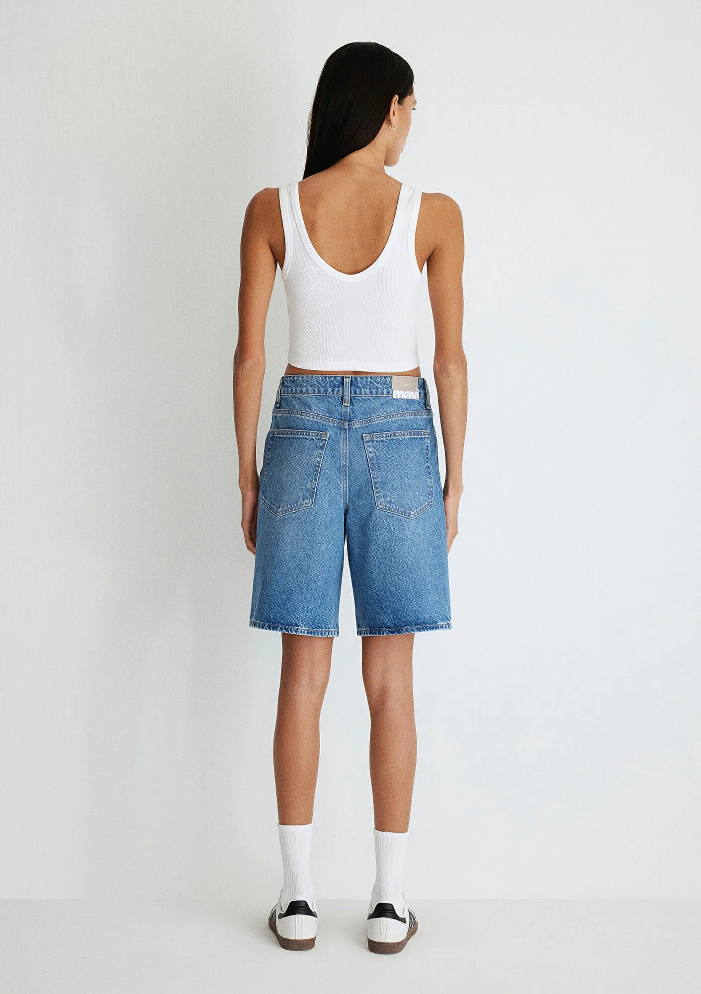 Melina Mid Blue Denim Jean Shorts