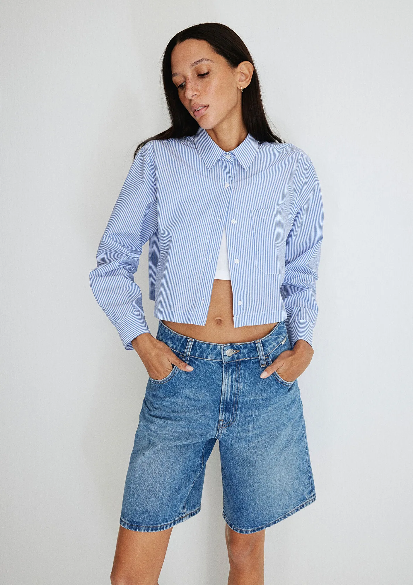 Melina Mid Blue Denim Jean Shorts