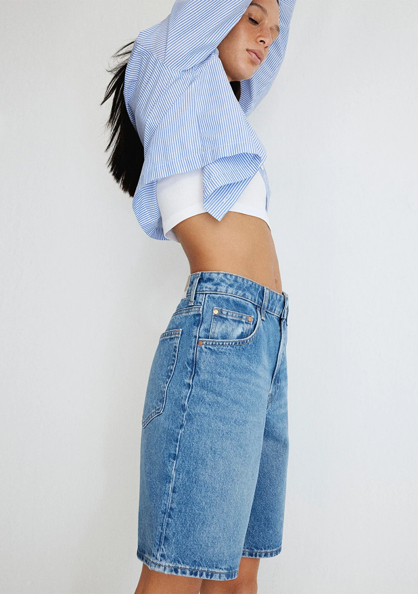 Melina Mid Blue Denim Jean Shorts