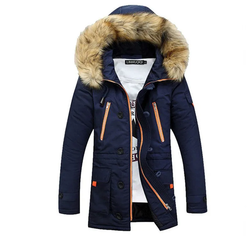 Men Parka Men's Long Hooded Warm Casual Couple Coats S-3XL MWM981