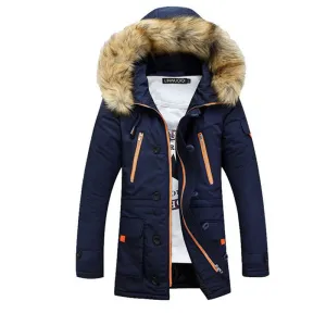 Men Parka Men's Long Hooded Warm Casual Couple Coats S-3XL MWM981
