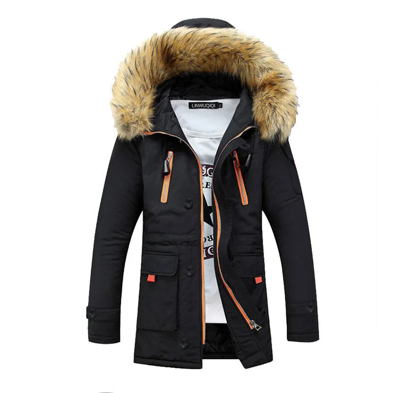 Men Parka Men's Long Hooded Warm Casual Couple Coats S-3XL MWM981