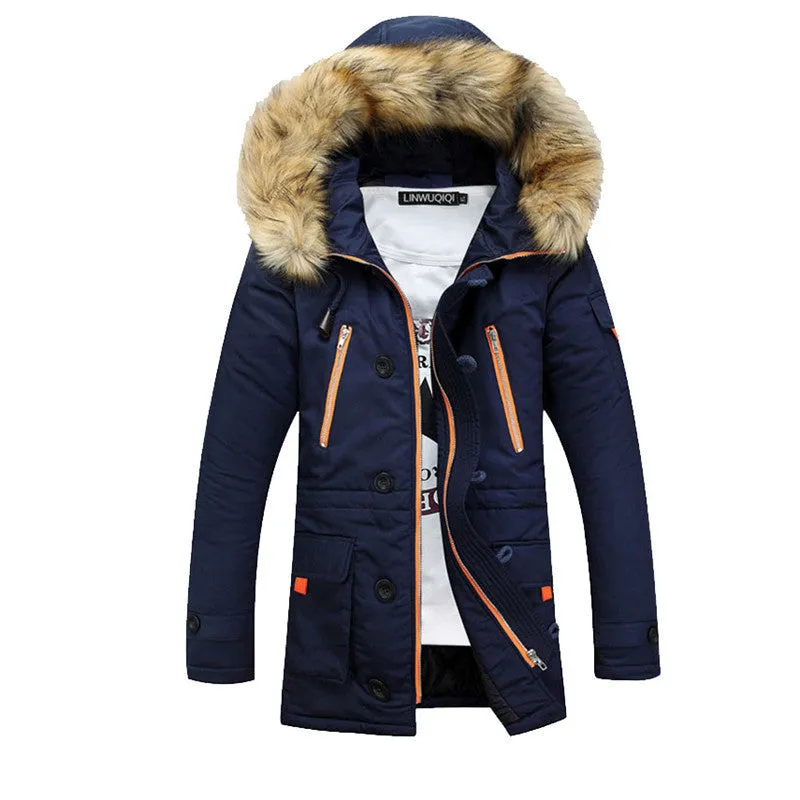 Men Parka Men's Long Hooded Warm Casual Couple Coats S-3XL MWM981