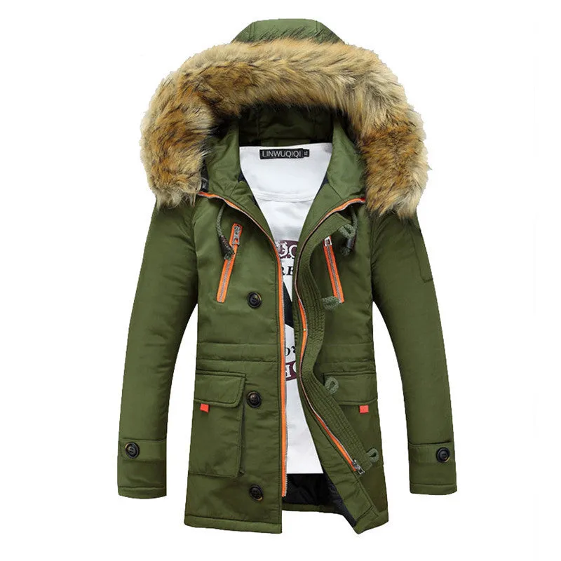 Men Parka Men's Long Hooded Warm Casual Couple Coats S-3XL MWM981