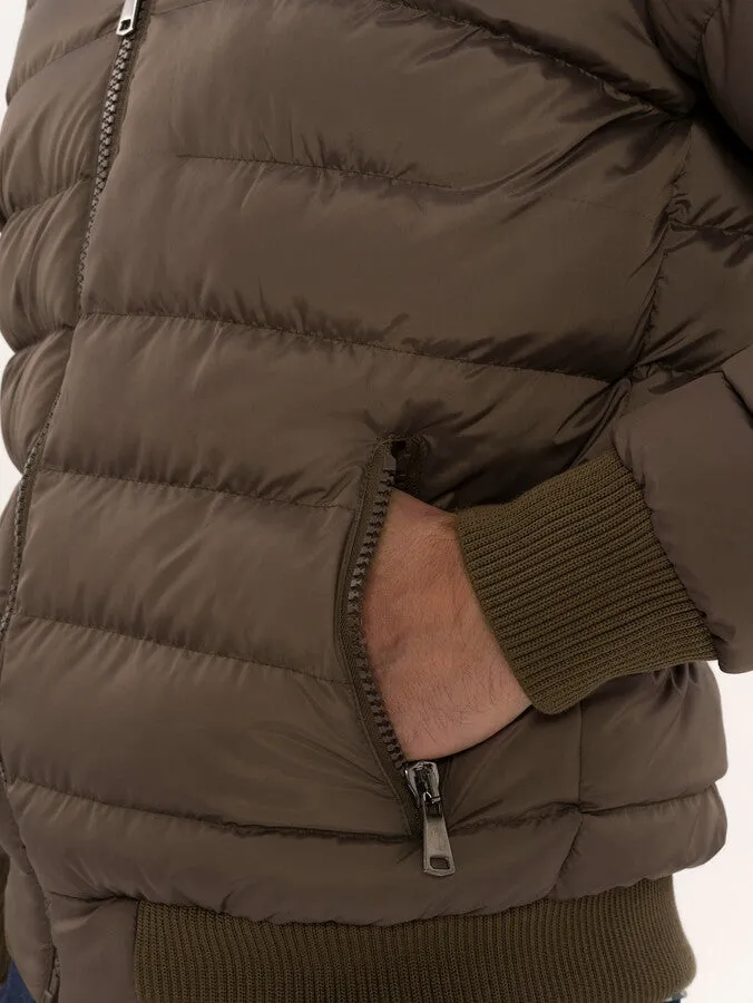 Men's Brown Down coat with Fur | Wessi