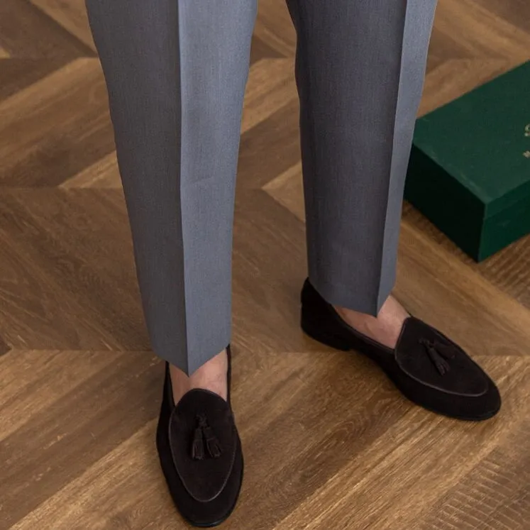 Men's Elegant High-Waisted Buckle Trousers
