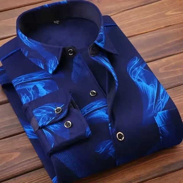 Men's Fashion Bright Casual Shirt Striped Long Sleeve Autumn Shirts