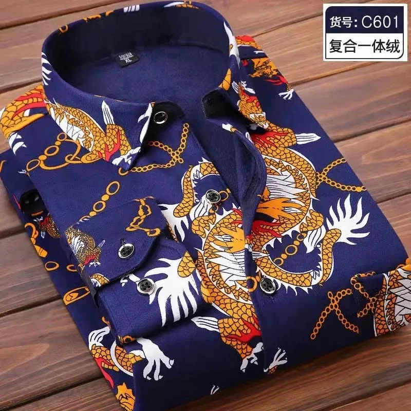 Men's Fashion Bright Casual Shirt Striped Long Sleeve Autumn Shirts