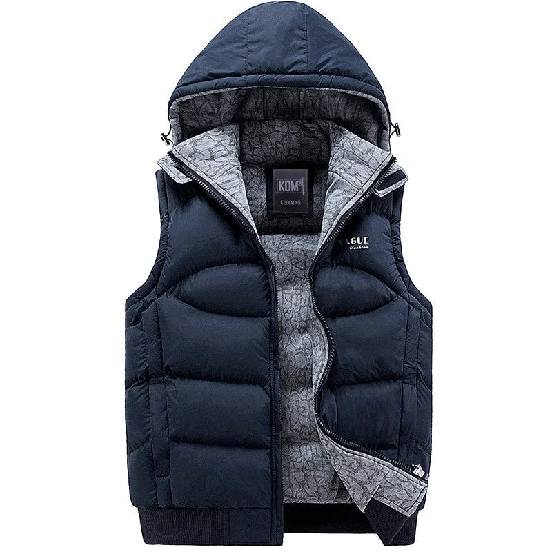 Mens Jacket Sleeveless veste homme Winter Fashion Casual Coats Male Hooded Cotton-Padded Men's Vest men Thickening Waistcoat