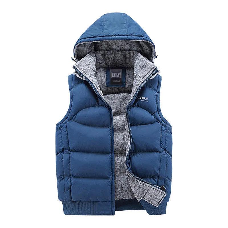 Mens Jacket Sleeveless veste homme Winter Fashion Casual Coats Male Hooded Cotton-Padded Men's Vest men Thickening Waistcoat