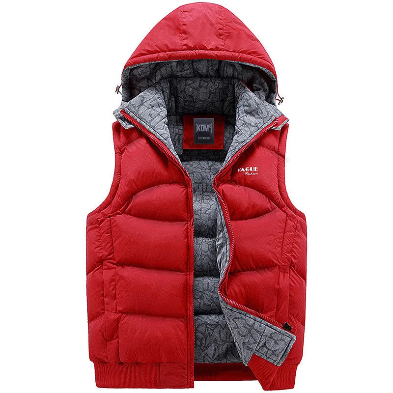 Mens Jacket Sleeveless veste homme Winter Fashion Casual Coats Male Hooded Cotton-Padded Men's Vest men Thickening Waistcoat