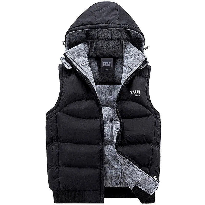 Mens Jacket Sleeveless veste homme Winter Fashion Casual Coats Male Hooded Cotton-Padded Men's Vest men Thickening Waistcoat