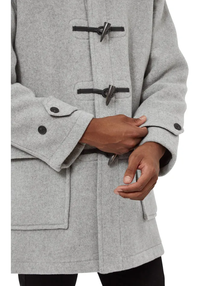 Men's Pearl Grey London Custom Fit Convertible Duffle Coat, With Original Removable Hood And Horn Toggles