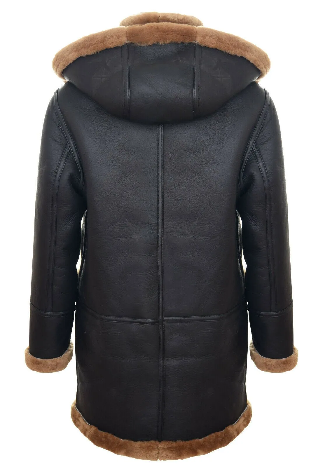 Mens Sheepskin Hooded Duffle Overcoat-Isleworth