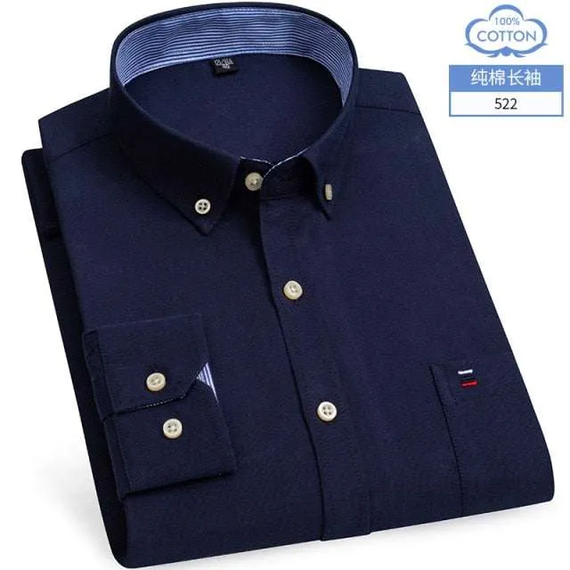 Men's Short Sleeve Shirts Oxford Plaid Striped Casual Dress Shirts