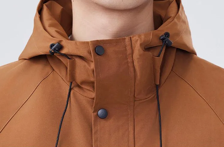 Men's Windproof Rain Jacket with Flap Pockets and Stain-resistant Material
