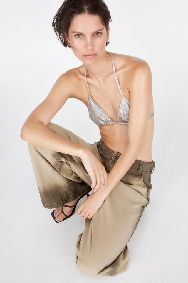 MH cotton twill wide leg trouser