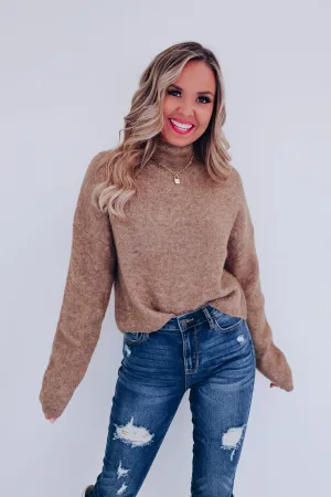 Micah Mock Neck Cropped Sweater - Brown