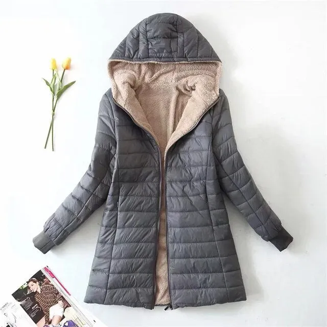 Mid-length hooded parka jacket by WOLFFMODE