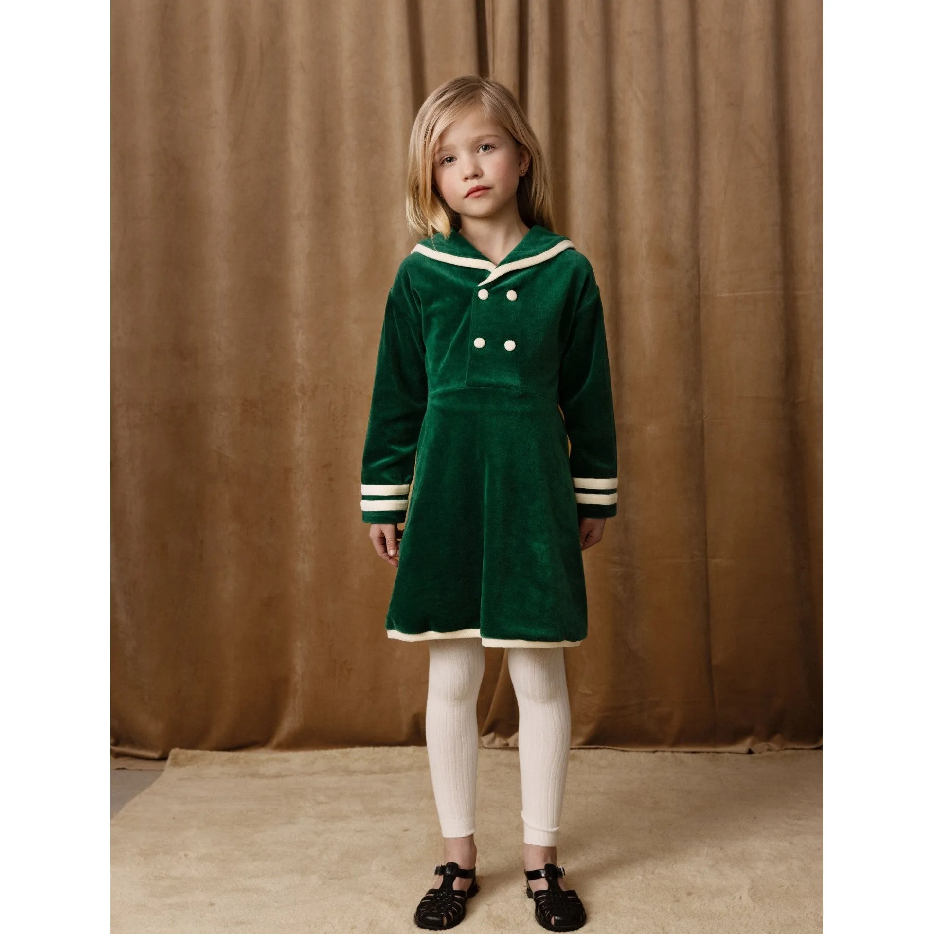 Mini Rodini - Sailor velour dress - green