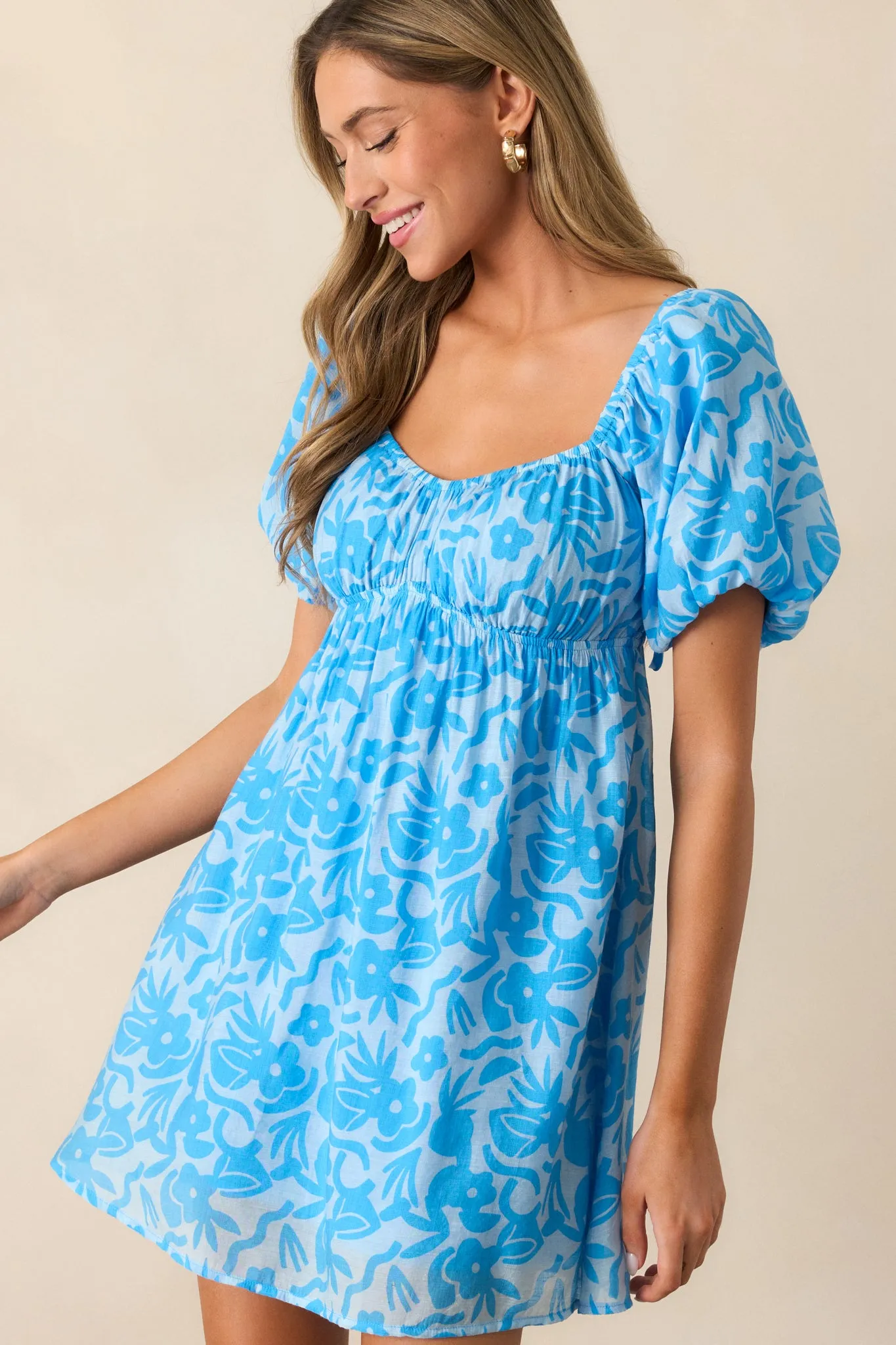 MINKPINK Enza Blue Floral Mini Dress