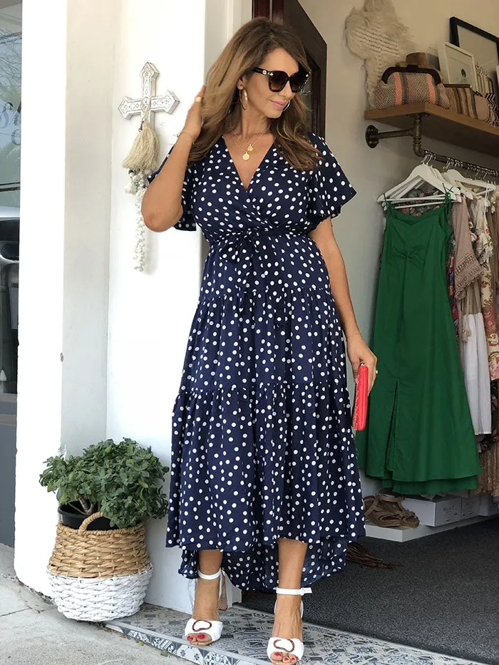 Minnie Maxi Dress - Navy Spot