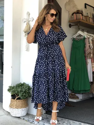 Minnie Maxi Dress - Navy Spot