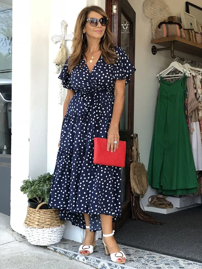 Minnie Maxi Dress - Navy Spot